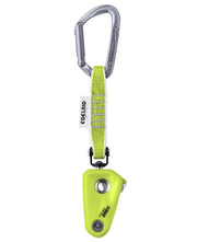 EDELRID Ohm II front view showing device and mounting, improves belayer control