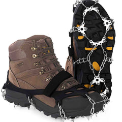 EnergeticSky front view of crampons showing compact package and all components for easy carry