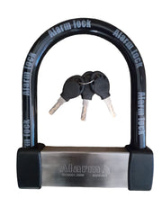ENZZONE front view of locked U-lock securing bike, visible deterrent benefit