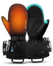 ES Tech heated mittens front view showing design and secure wrist closure for cold protection