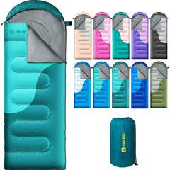 ESOKA PRON front view showing aquamarine sleeping bag and full length benefit warmth