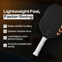 Ethos Pickleball contoured profile highlighting right-hand fit for consistent placement