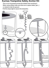 Eurmax reinforced safety straps wrapped around trampoline frame for stability