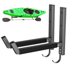 EVERHANGER front view of wall-mounted kayak rack showing sturdy steel frame and space-saving benefits