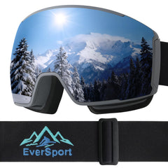 EverSport front view of goggles showing panoramic lens and frame, enhancing wide vision