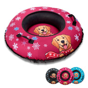 EverVenture Snow Dog front view of Golden Retriever Pink tube showing design and fast glide
