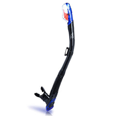 EXP VISION front view of dry snorkel showing full tube and clip for comfortable breathing