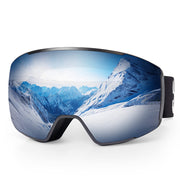 EXP VISION front view silver goggles showing frameless design and wide field of view benefit