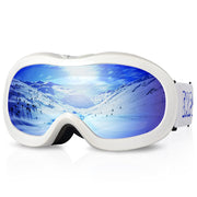 EXP VISION front view showing white frame and blue lens for clear snow vision