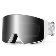 EXP VISION front view of white-silver goggles showing full panoramic lens and sleek frame for clear sight