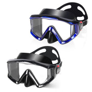 EXP VISION front view of mask showing wide three-window vision benefit
