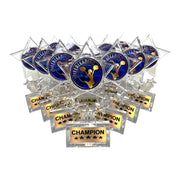 Express Medals clear acrylic star trophy front view showing champion appeal
