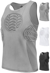 Exxact Sports front view of grey tank top showing slim protective profile and mobility