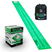 EyeLine Golf front view of 8-foot Roll The Rock mat showing targets and colors benefits alignment