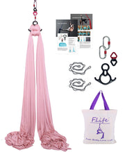 F.Life front packaging showing complete aerial silk kit and quick setup benefit