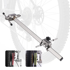 FAITIO front view of derailleur alignment tool showing full gauge and clamp for quick setup