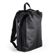Faraday Defense front view of backpack showing sealed roll-top and buckles for secure shielding