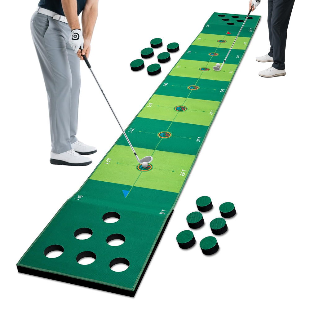 FARROLL front view of putting mat showing targets and gameplay benefit