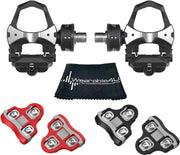 Wearable4U Favero Assioma front view showing pedals and packaging, clear product identification benefit