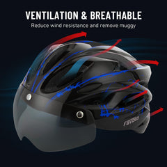 Favoto helmet ventilation top view, 14-vent airflow reduces heat