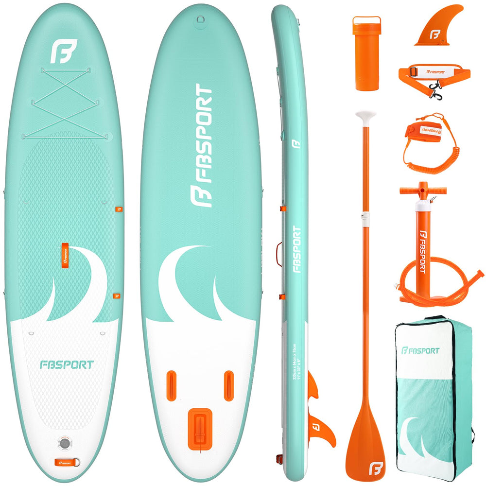 FBSPORT front view of orange green board showing stable wide stance and design