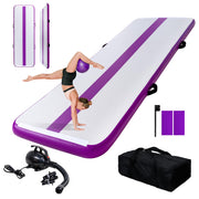 FEATH-R-LITE front view of inflated purple tumble track showing stable surface and portability