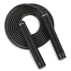 FEECCO FITNESS front view of weighted jump rope showing handles and cable, durable build benefit