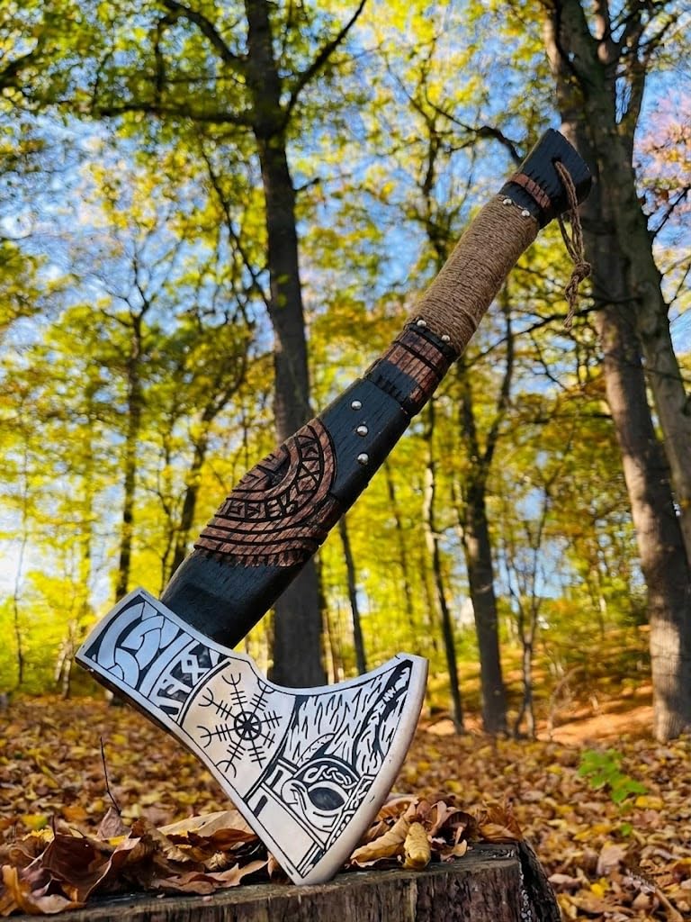 FH TRADERS front view of Viking axe showing full shape and balance