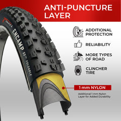 Fincci sidewall and kevlar bead detail showing foldable construction and durability