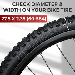 Fincci sidewall close-up showing size markings and compatibility benefits
