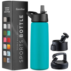 FineDine bottle front view showcasing cheery turquoise finish and capacity