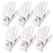 FINGER TEN front packaging showing six pink women's golf gloves and brand name for value