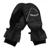 FINGER TEN front view of mittens showing waterproof shell and secure fit benefit