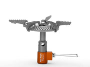 Fire-Maple FMS-116T front view showing compact titanium burner and supports for lightweight travel