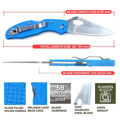 Firebird GANZO close-up of 440C blade edge highlighting durability benefit