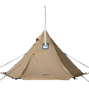 FIREHIKING front view of teepee tent showing entrance and setup benefit: quick pitch