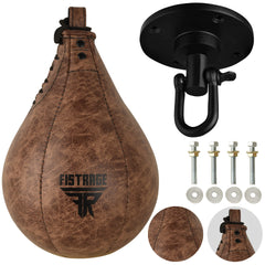 FISTRAGE front view of speed ball showing durable microfiber leather and vintage black finish benefits longevity
