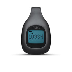 Fitbit Zip front view showing charcoal finish and clear step display for motivation