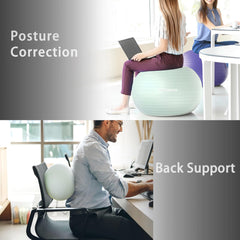 FITMIND large and small balls next to chair showing scale benefit