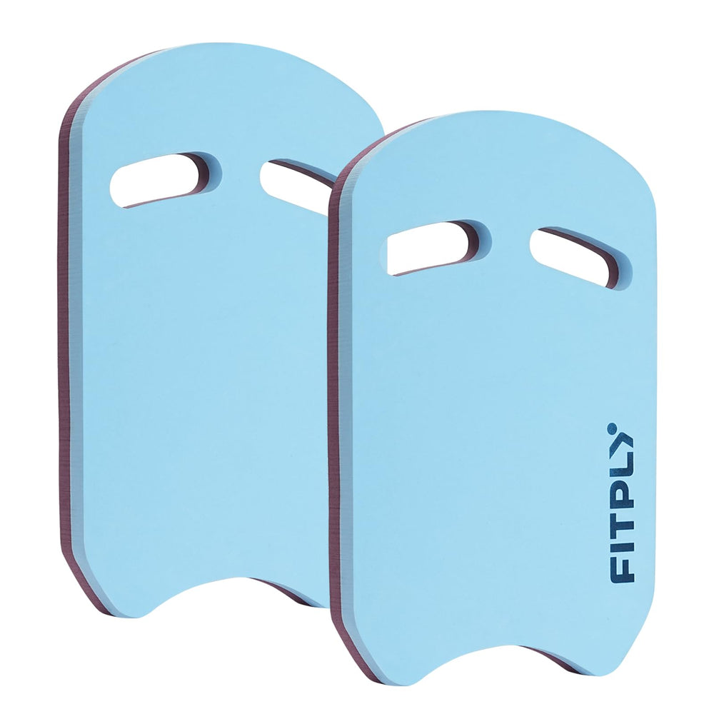 fitply kickboard front view showing both blue and purple boards and clear benefit of dual-pack