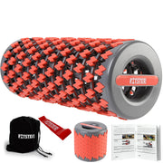Fitster front view red showing compact, travel-friendly roller benefit