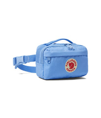 Fjällräven Kånken front view showing compact silhouette and zipped pockets for quick access