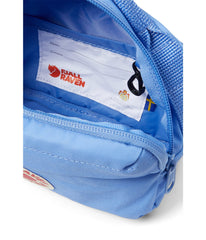 Fjällräven model wearing hip pack on waist showing comfortable hands-free carry