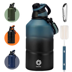 Fjbottle front view showing blueblack finish and full capacity — durable hydration
