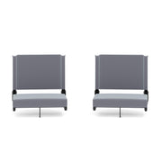 Flash Furniture front view of padded stadium seat showing comfortable backrest and gray fabric