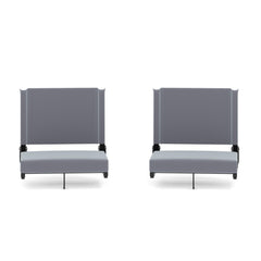 Flash Furniture front view of padded stadium seat showing comfortable backrest and gray fabric