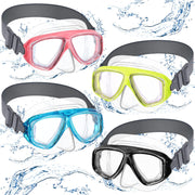 Flutesan front view of swim goggle set showing colors and fit for kids