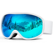 FMY front view of goggles showing full panoramic lens and branding benefit clarity