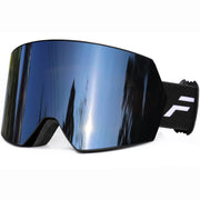 FMY front view of goggles showing full field of vision and helmet fit benefit