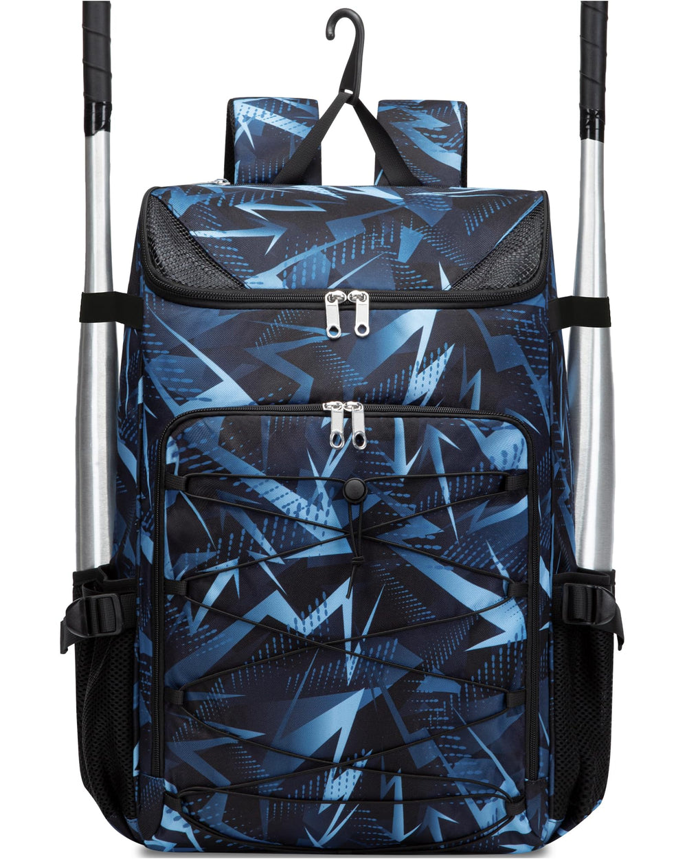 FOKDUVB front view dark blue backpack shows organized storage and easy access